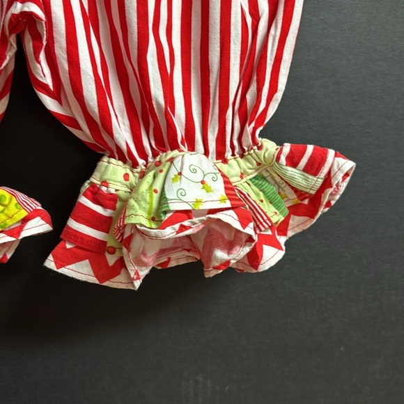 Gingi Girls Christmas One Piece Suit Red & White Stripes  Size 6-12 M - Picture 4 of 9